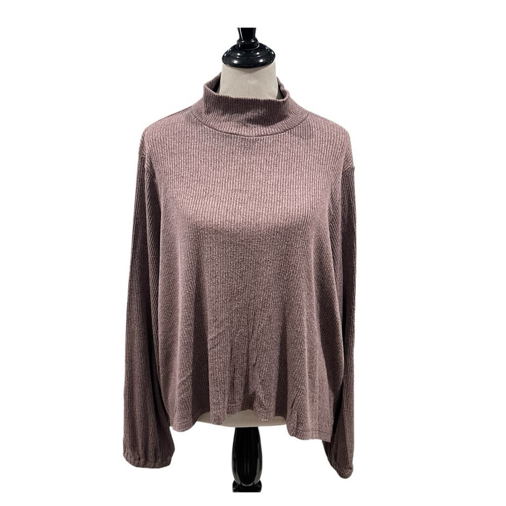 Madewell Mock Neck Ribbed Knit Bubble Sleeve Top M4120 Size 3X